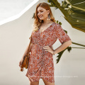 Large size women's floral V-neck dress Spring/Summer 2020 new product